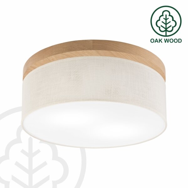 Brilagi - LED Plafoniera BELLADONNA 2xE27/15W/230V diametro 40 cm color crema/quercia