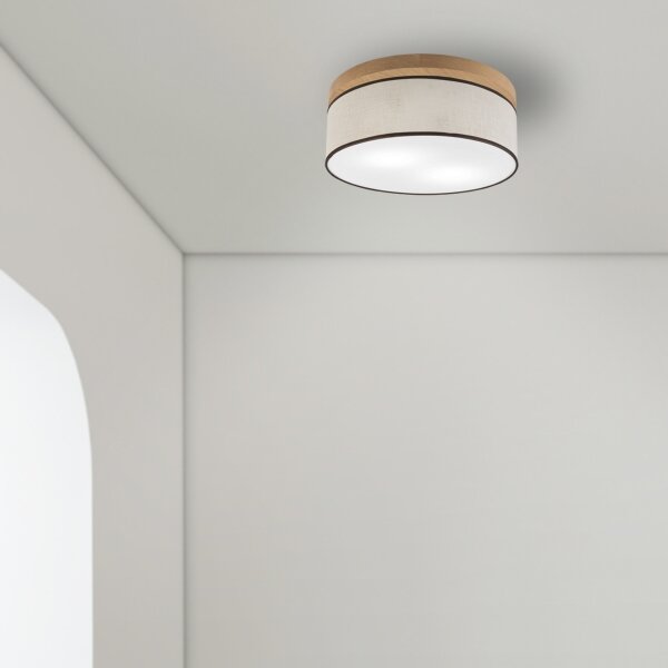 Brilagi - LED Plafoniera BELLADONNA 2xE27/15W/230V diametro 40 cm color crema/quercia