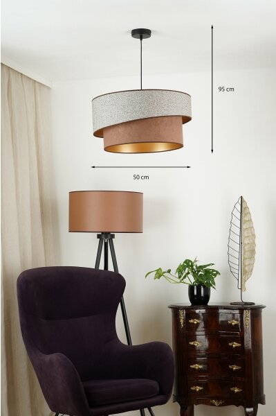 Brilagi - Lampadario a sospensione con filo VEGAS SHINE 1xE27/15W/230V diametro 50 cm grigio/marrone