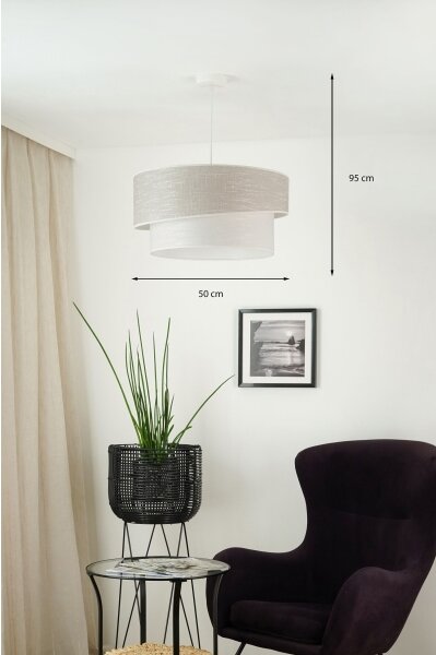 Brilagi - Lampadario a sospensione con filo DOVER SHINE 1xE27/15W/230V diametro 50 cm grigio/color crema