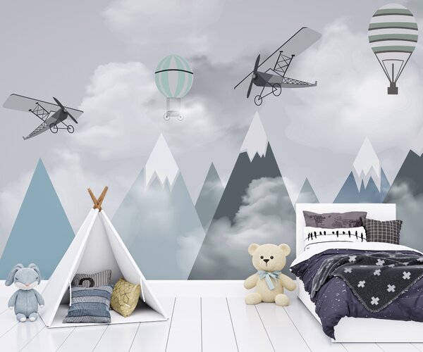 Carta da parati Montagne, aerei, palloncini, Carta da parati per Bambini, Carta da parati per Ragazzo, u95370 : Uwalls.it