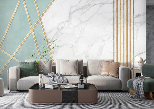 Carta da parati Sfondo in marmo con geometrie e linee, Carta da parati Art Deco, u95385 : Uwalls.it