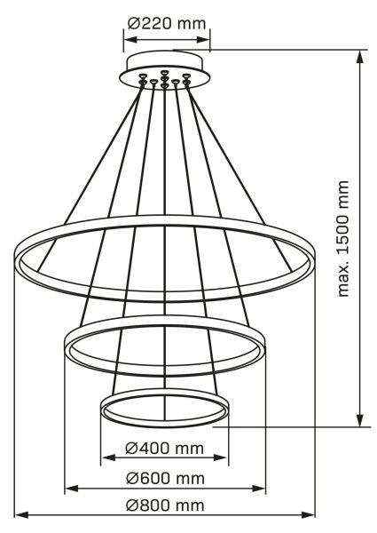 Lampadario LED a sospensione con filo LEA LED/60W/230V 4000K diametro 80 cm nero