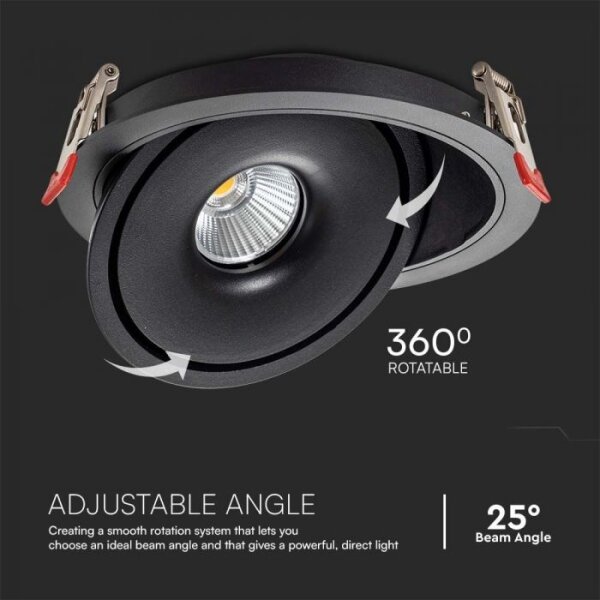 LED Faretto da incasso LED/20W/230V 3000/4000/6400K diametro 16,5 cm nero
