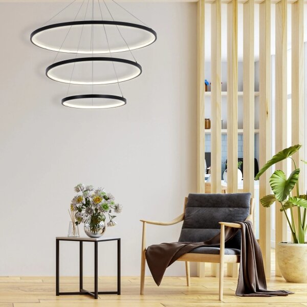 Lampadario LED a sospensione con filo LEA LED/60W/230V 4000K diametro 80 cm nero