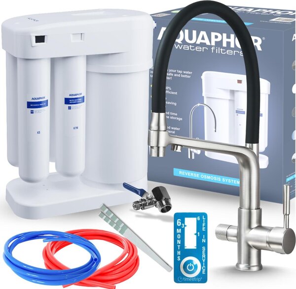 Rubinetto da cucina a 3 vie Ari Flexible con doccetta estraibile, acciaio inox, beccuccio girevole, per filtro acqua, monocomando