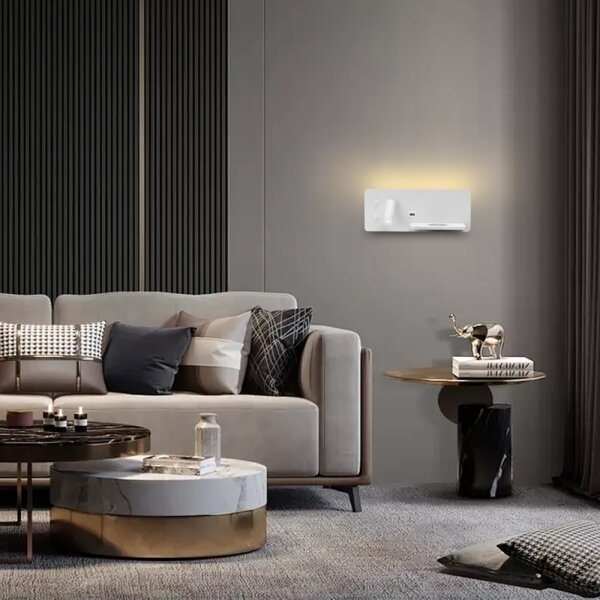 Immax 08285L-LED Applique con ripiano, USB e ricarica wireless LED/3W/230V + LED/3W