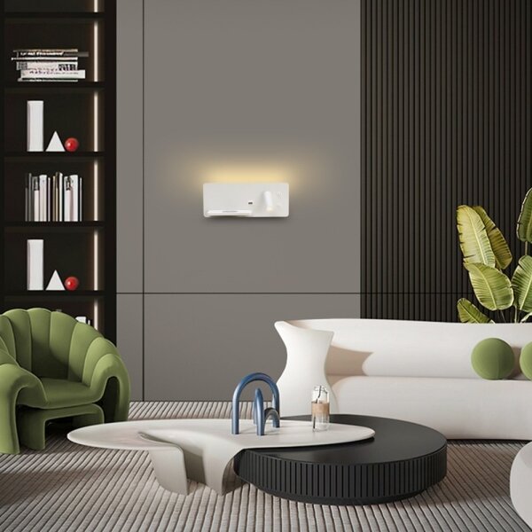 Immax 08286L-LED Applique con ripiano, USB e ricarica wireless LED/3W/230V + LED/3W