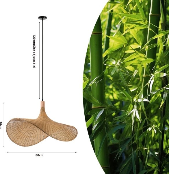 Immax 08290L - Lampadario a sospensione con filo SOMBRERO 1xE27/40W/230V diametro 80 cm rattan