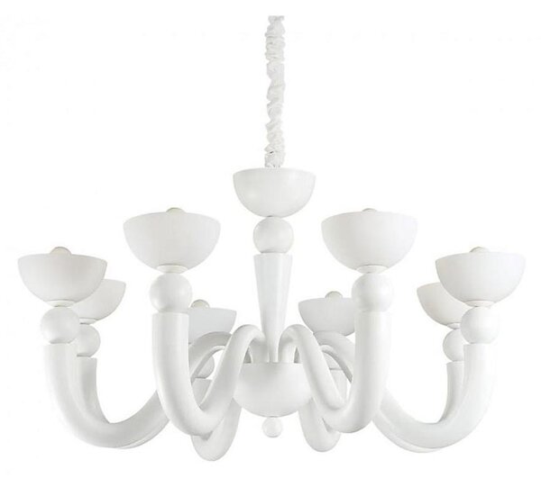 Ideal Lux - Lampadario a catena BON BON 8xE14/28W/230V diam. 95,5 cm bianco