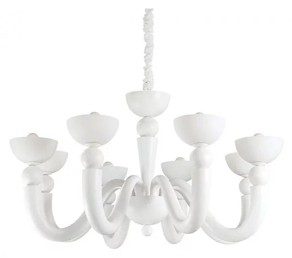 Ideal Lux - Lampadario a catena BON BON 8xE14/28W/230V diam. 95,5 cm bianco
