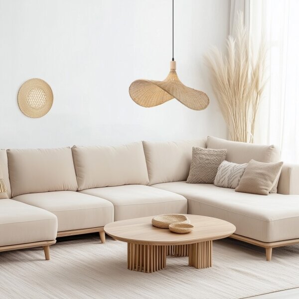 Immax 08290L - Lampadario a sospensione con filo SOMBRERO 1xE27/40W/230V diametro 80 cm rattan