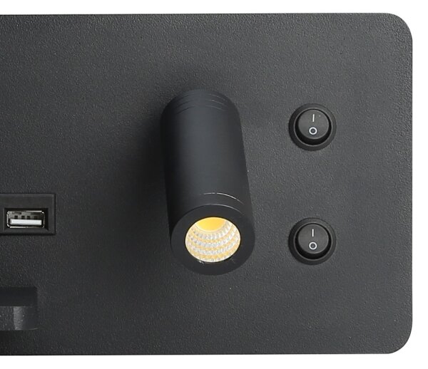 Immax 08288L-LED Applique con ripiano, USB e ricarica wireless LED/3W/230V + LED/3W