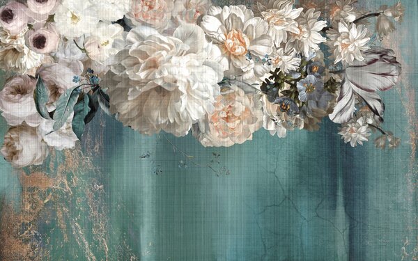 Carta da parati Pittura di fiori bianchi, Carta da parati 3d fiori, Carta da parati popolare, u95430 - Tapeko.it