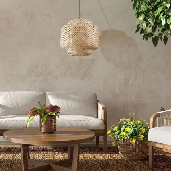 Lampadario a sospensione con filo BERTA 1xE27/20W/230V diametro 50 cm bambù