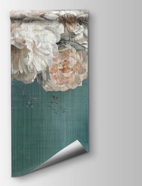 Carta da parati Pittura di fiori bianchi, Carta da parati 3d fiori, Carta da parati popolare, u95430 - Tapeko.it