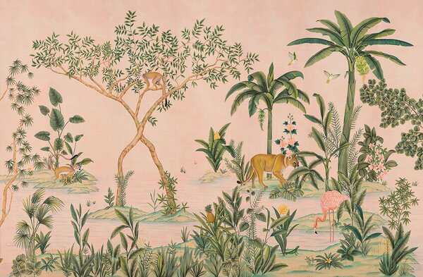 Carta da parati Carta da parati con animali e alberi, Carta da parati per Bambini, Carta da parati popolare, u95513 - Tapeko.it