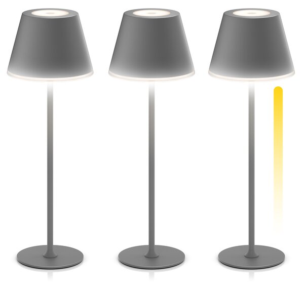 Lampada da tavolo LED Brandson, set da 3 pezzi, senza fili, con batteria ricaricabile, dimmerabile e con 3 tonalità di luce, autonomia fino a 60 ore con batteria da 4800 mAh, controllo touch, lampada a batteria, 3 pezzi, colore antracite