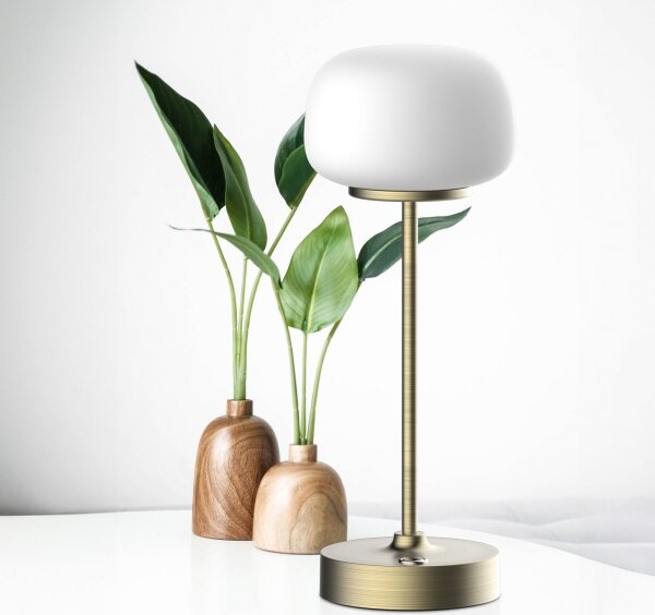 Lampada da tavolo LED dimmerabile con funzione Touch RIMINI LED/2W/5V USB 2000 mAh oro/bianco