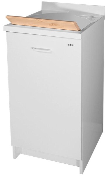Mobile Lavatoio Montegrappa Edilla 60x50x85cm 2 Ante, Bianco Con Vasca E Asse In Termoplastico E Cesto Incluso - 2
