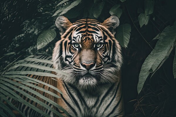 Carta da parati La tigre nella giungla, Carta da parati Foresta, Carta da parati popolare, u95619 - Tapeko.it