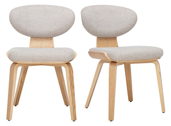Sedie in tessuto effetto velluto testurizzato beige e legno chiaro (set di 2) YELLE