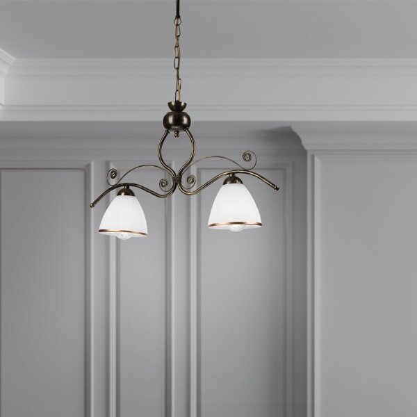 Lampadario a sospensione con catena RETRO 2xE27/60W/230V bronzo/patina