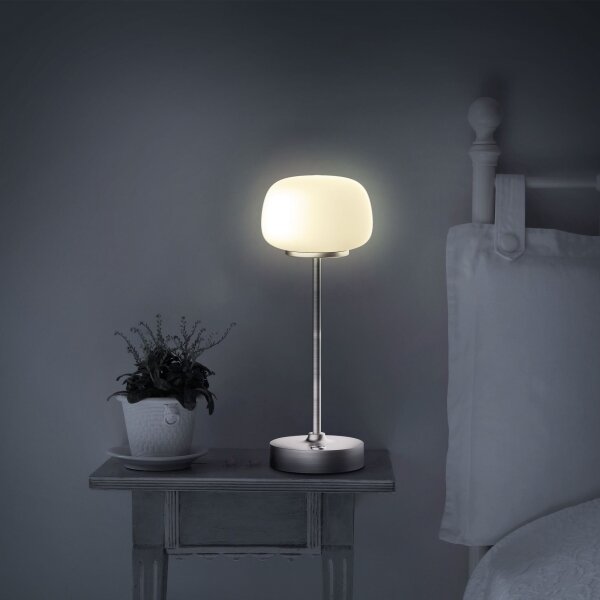 Lampada da tavolo LED dimmerabile con funzione Touch RIMINI LED/2W/5V USB 2000 mAh cromo/bianco