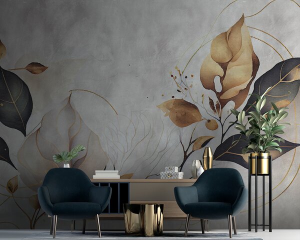 Carta da parati Delicate foglie in stile loft, Carta da parati Natura, Carta da parati Foglie, u95646 : Uwalls.it