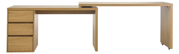 Scrivania modulabile con contenitori finitura legno chiaro rovere L153-269 cm MELVIN