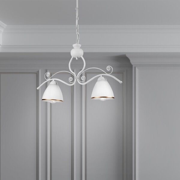 Lampadario a sospensione con catena RETRO 2xE27/60W/230V bianco opaco