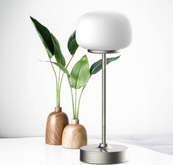 Lampada da tavolo LED dimmerabile con funzione Touch RIMINI LED/2W/5V USB 2000 mAh cromo/bianco