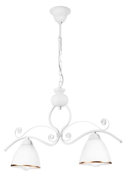 Lampadario a sospensione con catena RETRO 2xE27/60W/230V bianco opaco