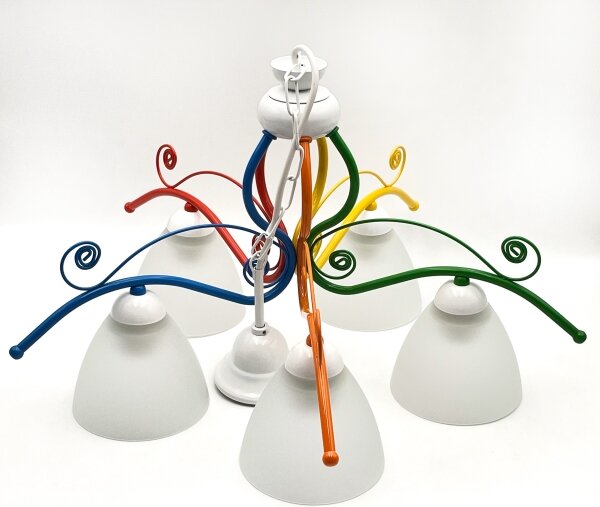 Lampadario a sospensione con catena RETRO 5xE27/60W/230V bianco/colorato