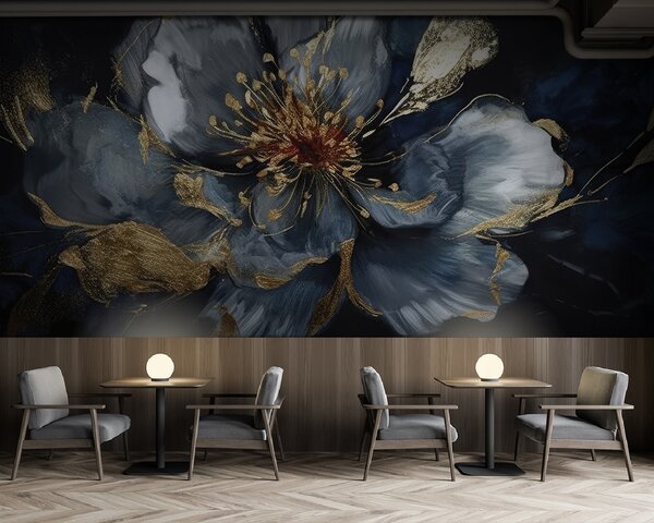 Carta da parati Grande fiore blu con venature, Carta da parati 3D, Carta da parati Fiori 3D, u95657 : Uwalls.it