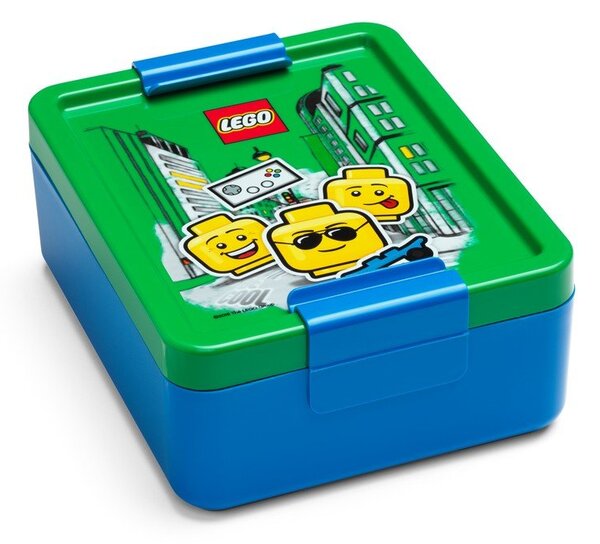 Scatola per snack blu con coperchio verde Iconic - LEGO®