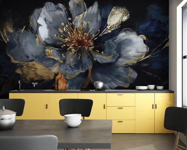 Carta da parati Grande fiore blu con venature, Carta da parati 3D, Carta da parati Fiori 3D, u95657 : Uwalls.it