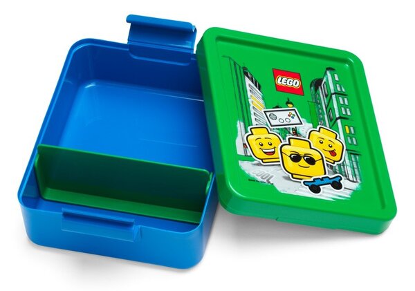 Scatola per snack blu con coperchio verde Iconic - LEGO®