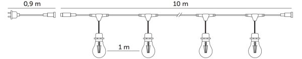 Catena decorativa da esterno LED BAJA ST64 10xE27/1W/230V 10,9m IP44 bianco caldo