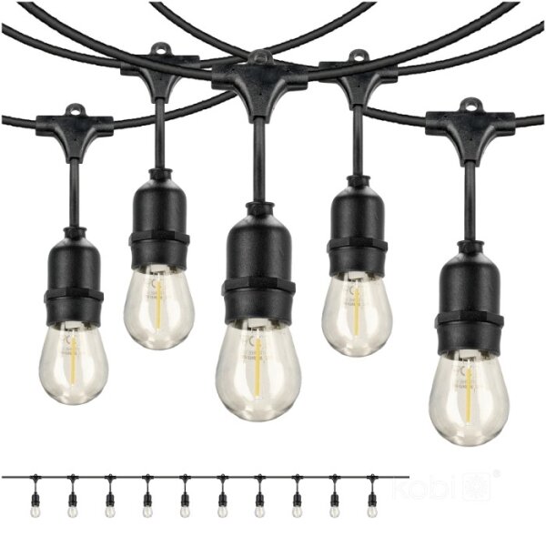 Catena decorativa da esterno LED BAJA ST64 10xE27/1W/230V 10,9m IP44 bianco caldo