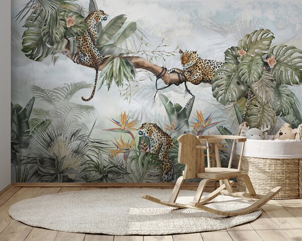 Carta da parati Tigri ai tropici, Carta da parati per Bambini, u95709 : Uwalls.it