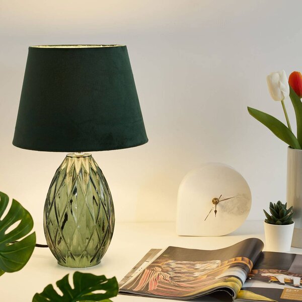 Pauleen Lampada da tavolo Crystal Velvet, Verde, Soggiorno / Sala da pranzo, Vetro, Moderno, Lampada da tavolo