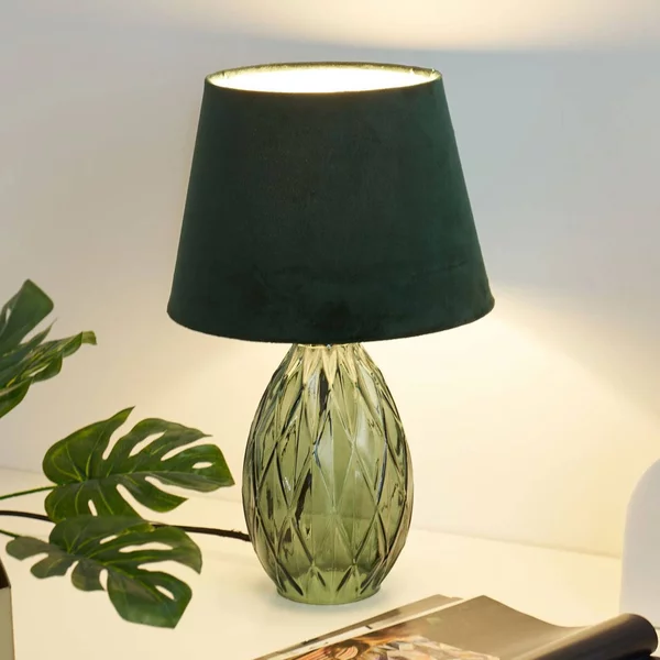 Pauleen Lampada da tavolo Crystal Velvet, Verde, Soggiorno / Sala da pranzo, Vetro, Moderno, Lampada da tavolo