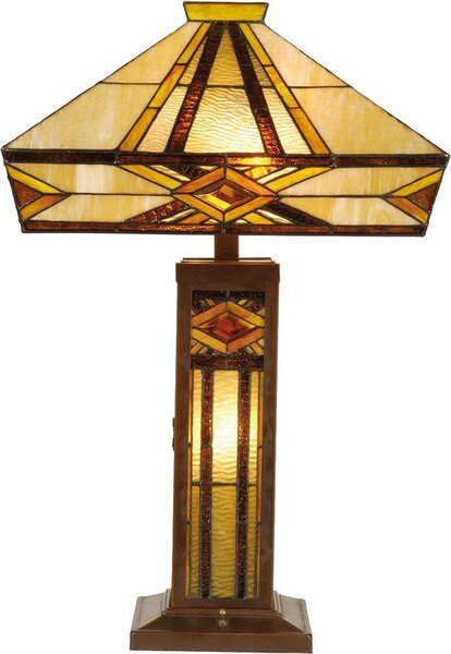 Clayre & Eef Lampada da tavolo Tiffany 42x42x71 cm Vetro beige marrone