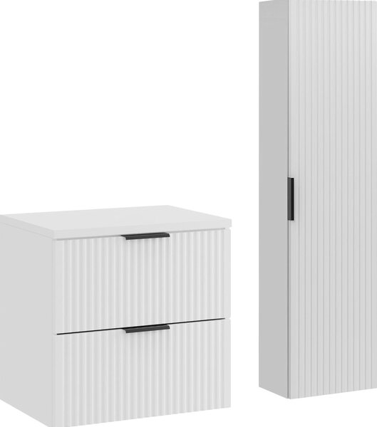 Set Di Mobili Da Bagno 60 Cm Bianco Opaco Con Piano E Colonna