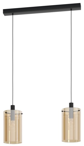 Eglo 39538 - Lampadario su filo POLVERARA 2xE27/40W/230V