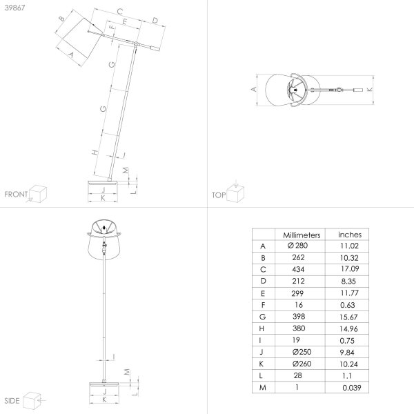 Eglo 39867 - Lampada da terra GRANADILLOS 1xE27/40W/230V