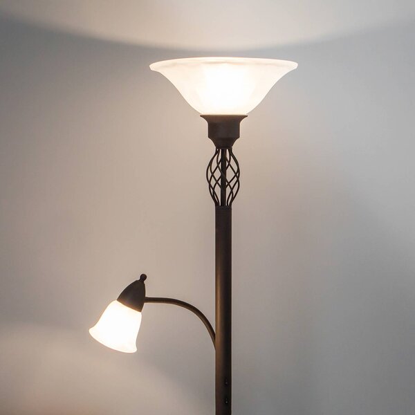 Lucande Piantana Dunja, bianco/ruggine, metallo, lampada da lettura Dunja, Marrone / Ruggine, Soggiorno / Sala da pranzo, Metallo, Campagna / Rustiche, Lampada da terra