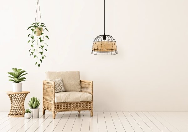 Eglo 55709 - Lampadario a sospensione con filo ANWICK 1xE27/40W/230V rattan