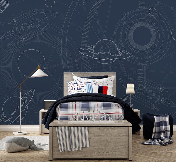 Carta da parati Illustrazione dello spazio, pianeti, astronave, Carta da parati Spazio, u95918 : Uwalls.it
